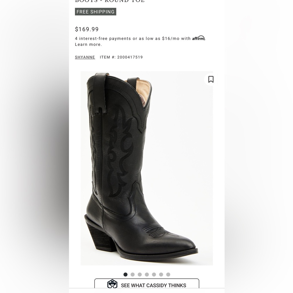 SHYANNE WOMEN'S DOLLY WESTERN BOOTS - ROUND TOE - LIKE NEW